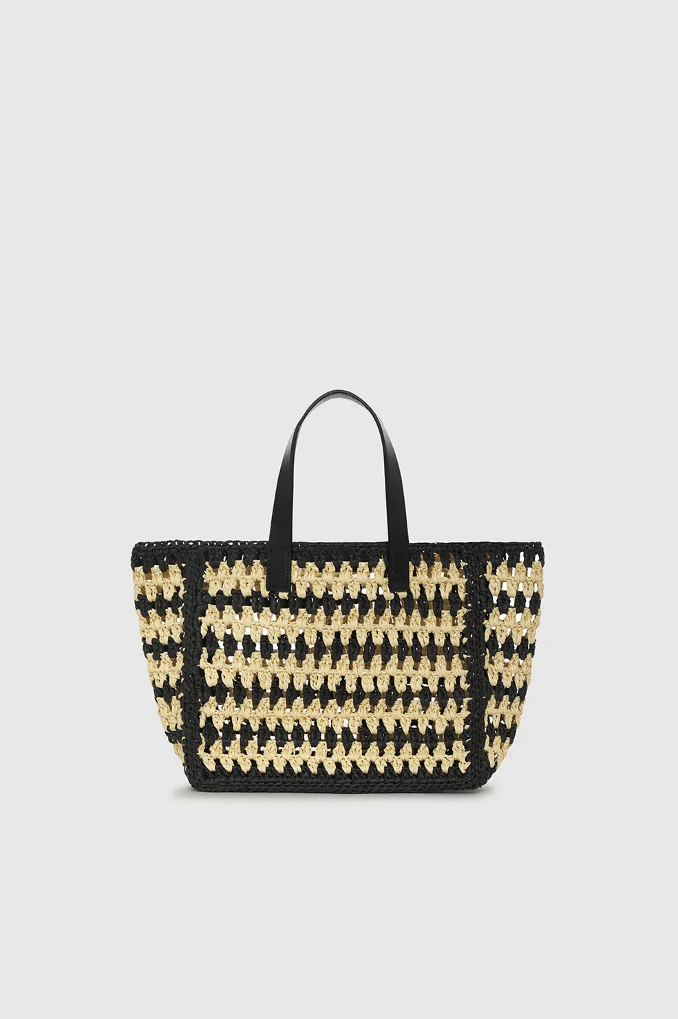 Anine Bing - Small Rio Tote in Black and Natural Stripe