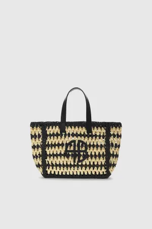 Anine Bing - Small Rio Tote in Black and Natural Stripe