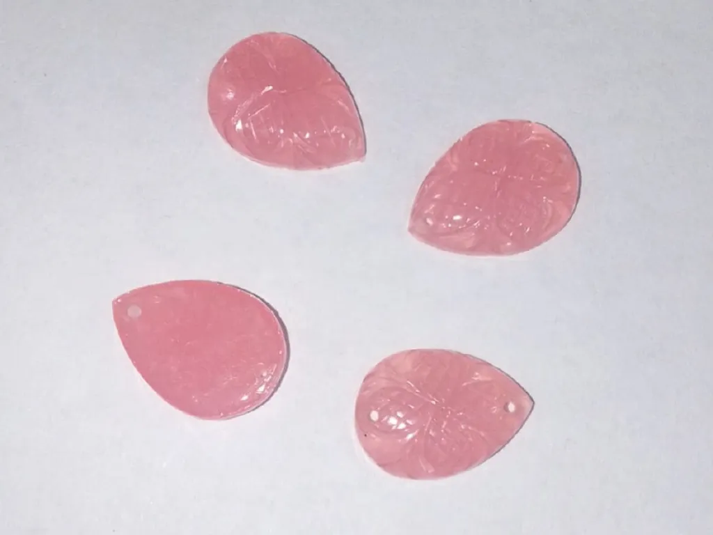 Baby Pink Drop 2 Hole Plastic Stones