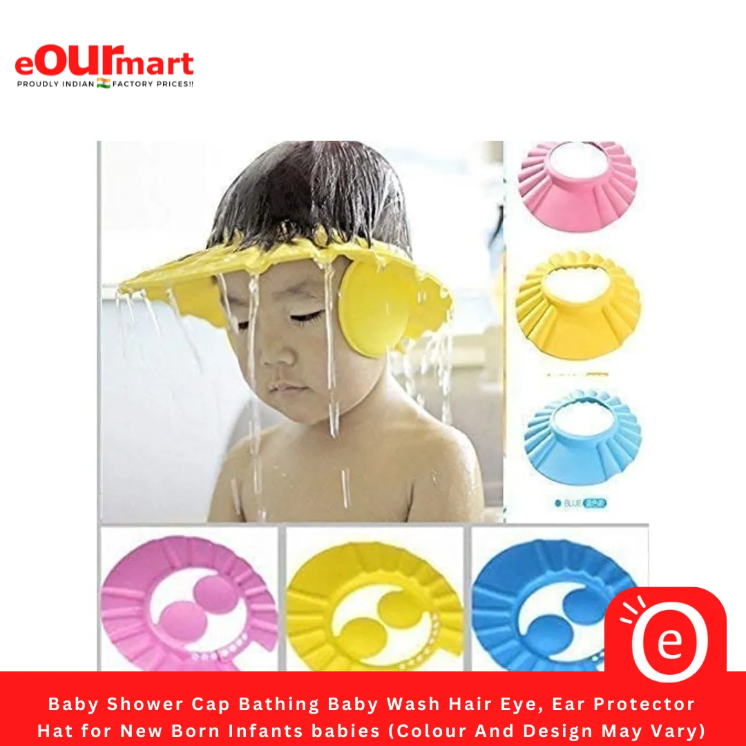 Baby Shower Bathing  Cap | Baby Wash Hair, Eye, Ear Protector Hat for New Born Infants Babies (Colour And Design May Vary)