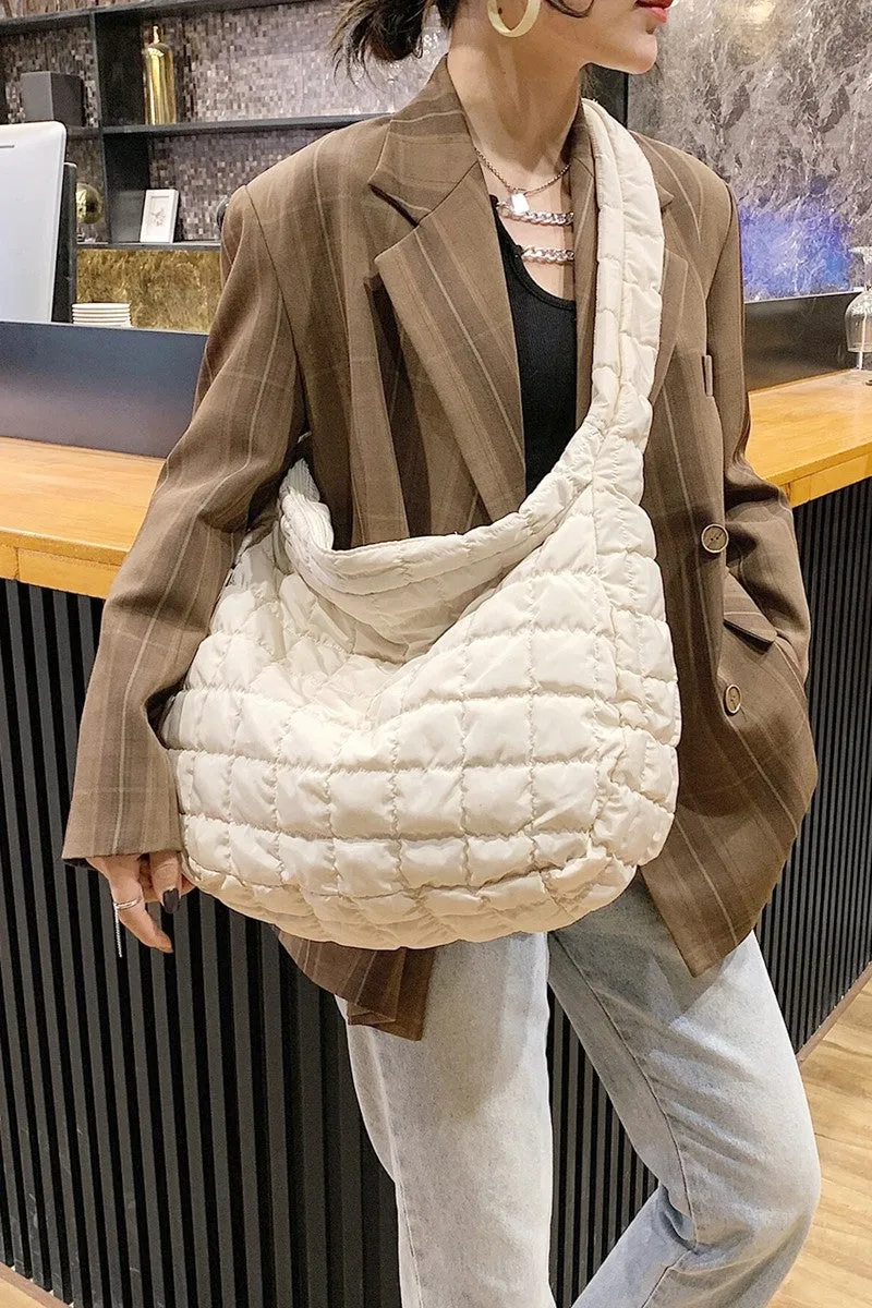 Beige Quilted Crossbody Bag