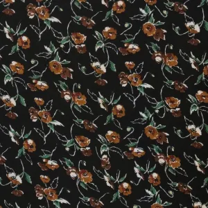 Black and Brown Bloom Chiffon Fabric