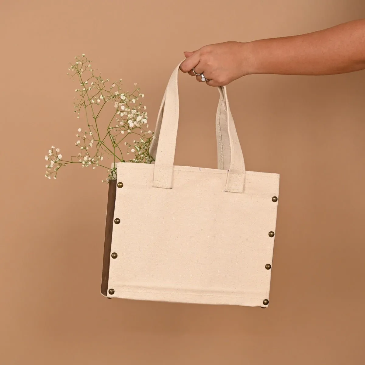 Canvas Small Tote Bag- White