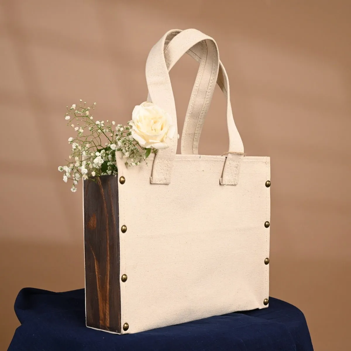 Canvas Small Tote Bag- White