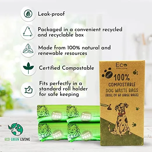 Compostable Dog Waste Bags | 1 Pack - 60 Large Bags