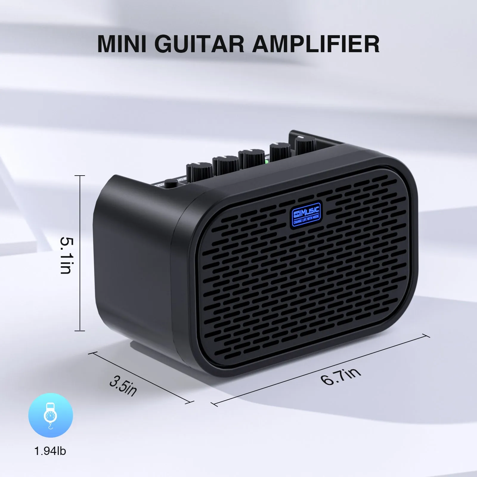 COOLMUSIC UNIQUE MINI 10 Watt Rechargeable Bluetooth Electric Guitar Amplifier(Only available in Germany)