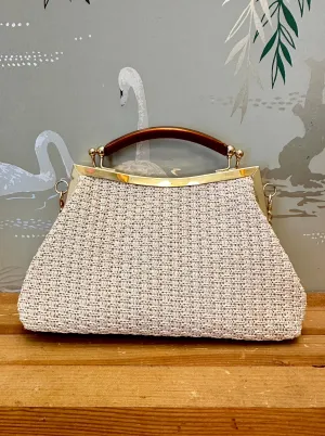 Daisy Woven Clutch Ivory