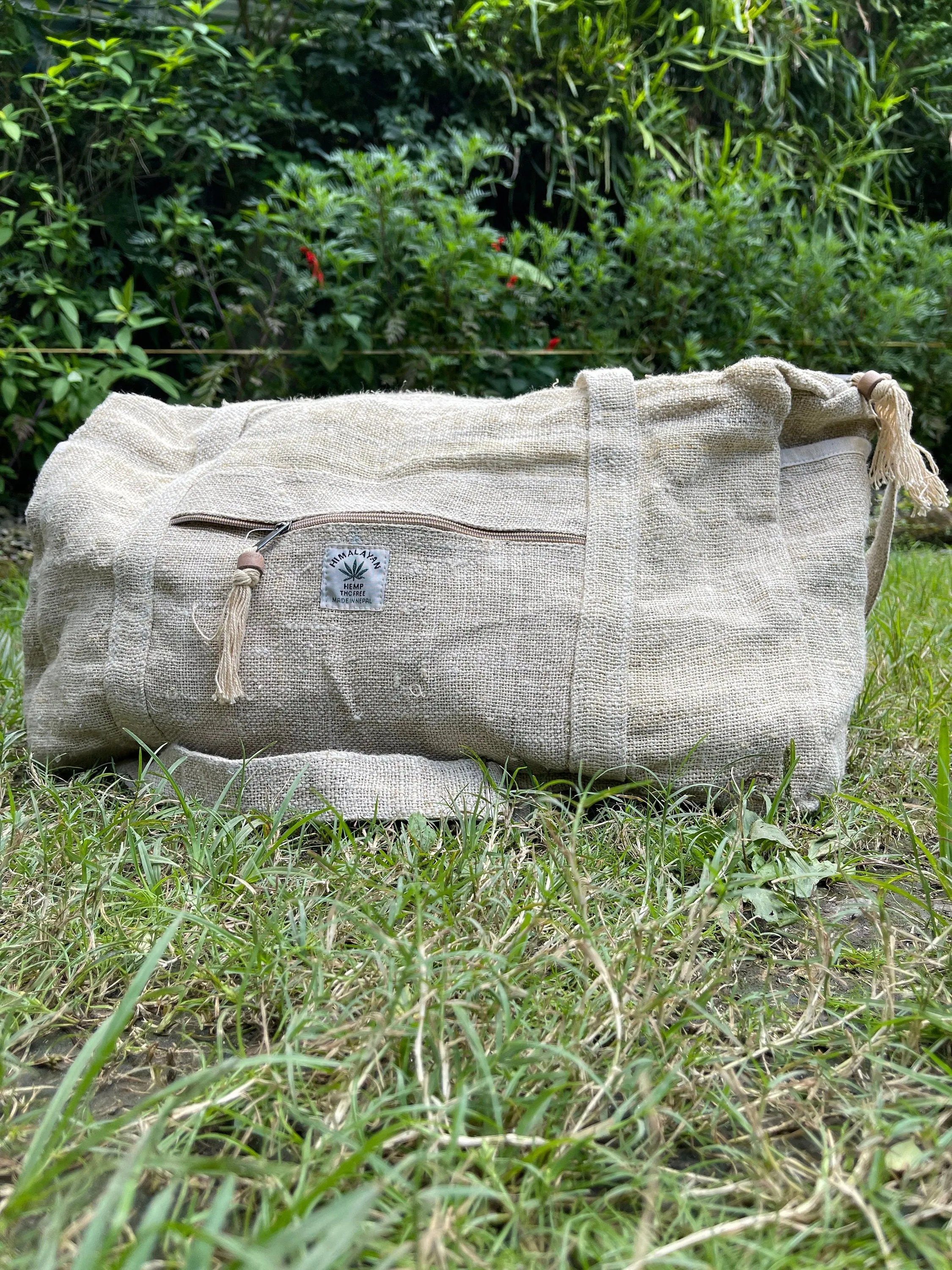 Eco-friendly Hemp Duffle Bags-Handmade Boho Hippie Satchel for Travel and Carrying Gear-Multipocket & Multipurpose Carryall Bag-Gift for Men