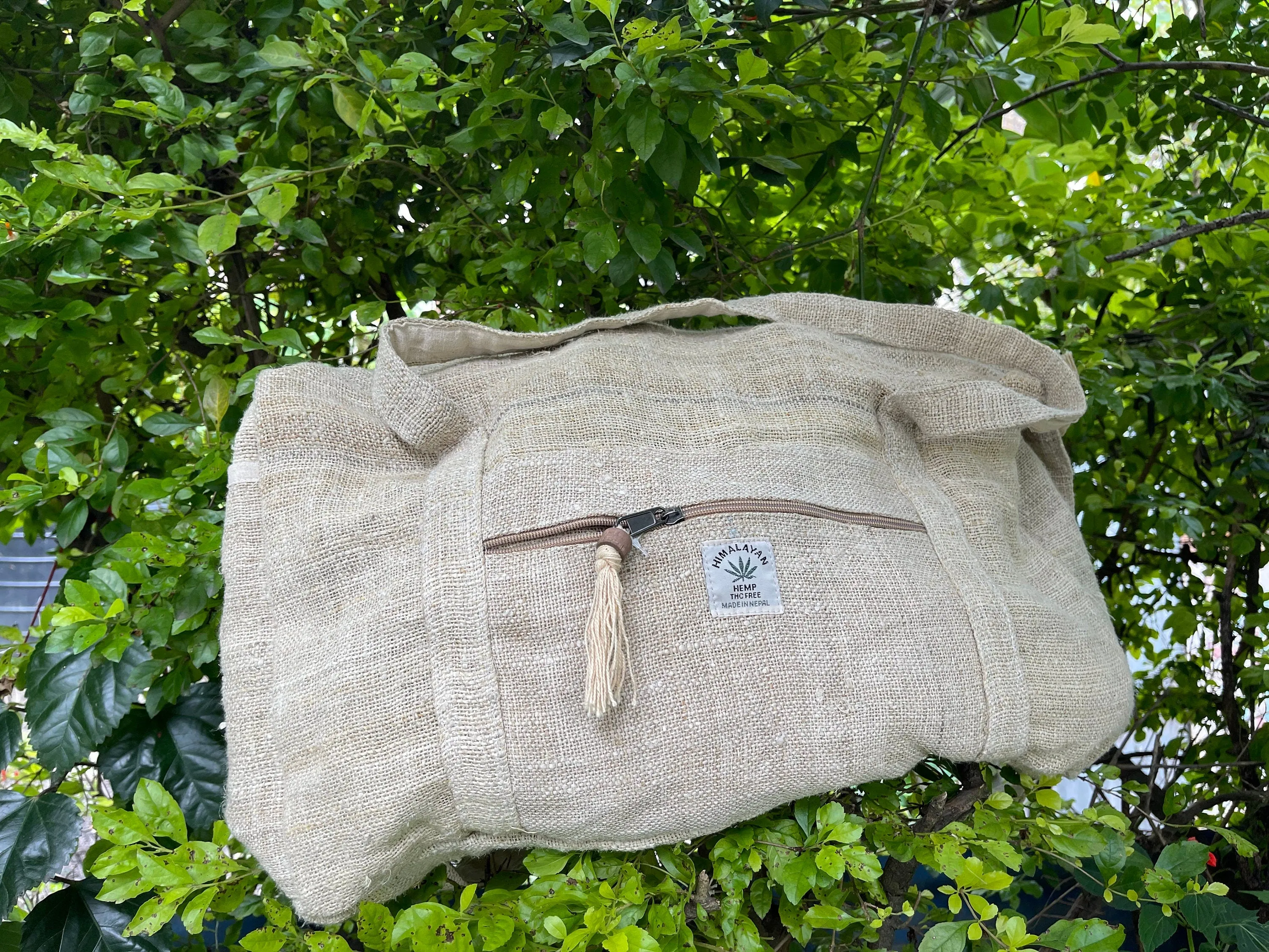 Eco-friendly Hemp Duffle Bags-Handmade Boho Hippie Satchel for Travel and Carrying Gear-Multipocket & Multipurpose Carryall Bag-Gift for Men