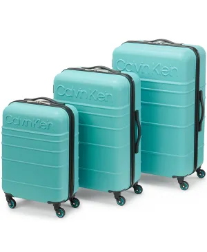 fillmore 3 piece Calvin Klein hard side suitcase set, turquoise