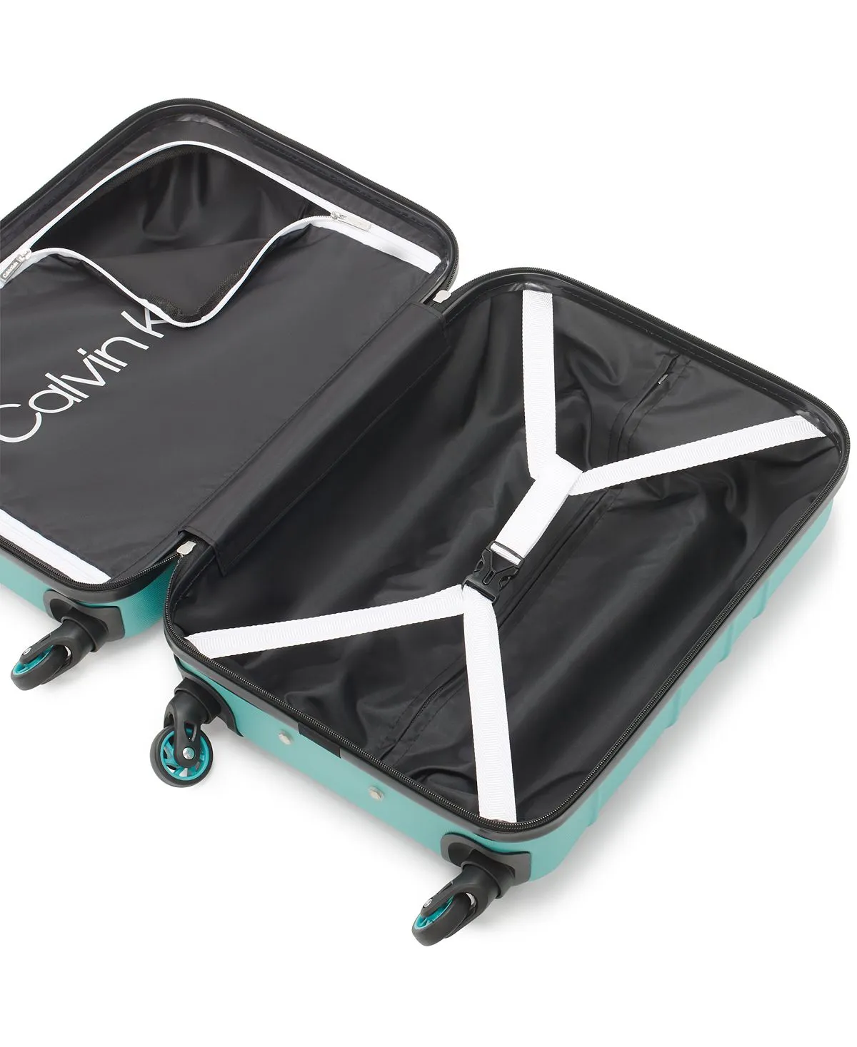 fillmore 3 piece Calvin Klein hard side suitcase set, turquoise