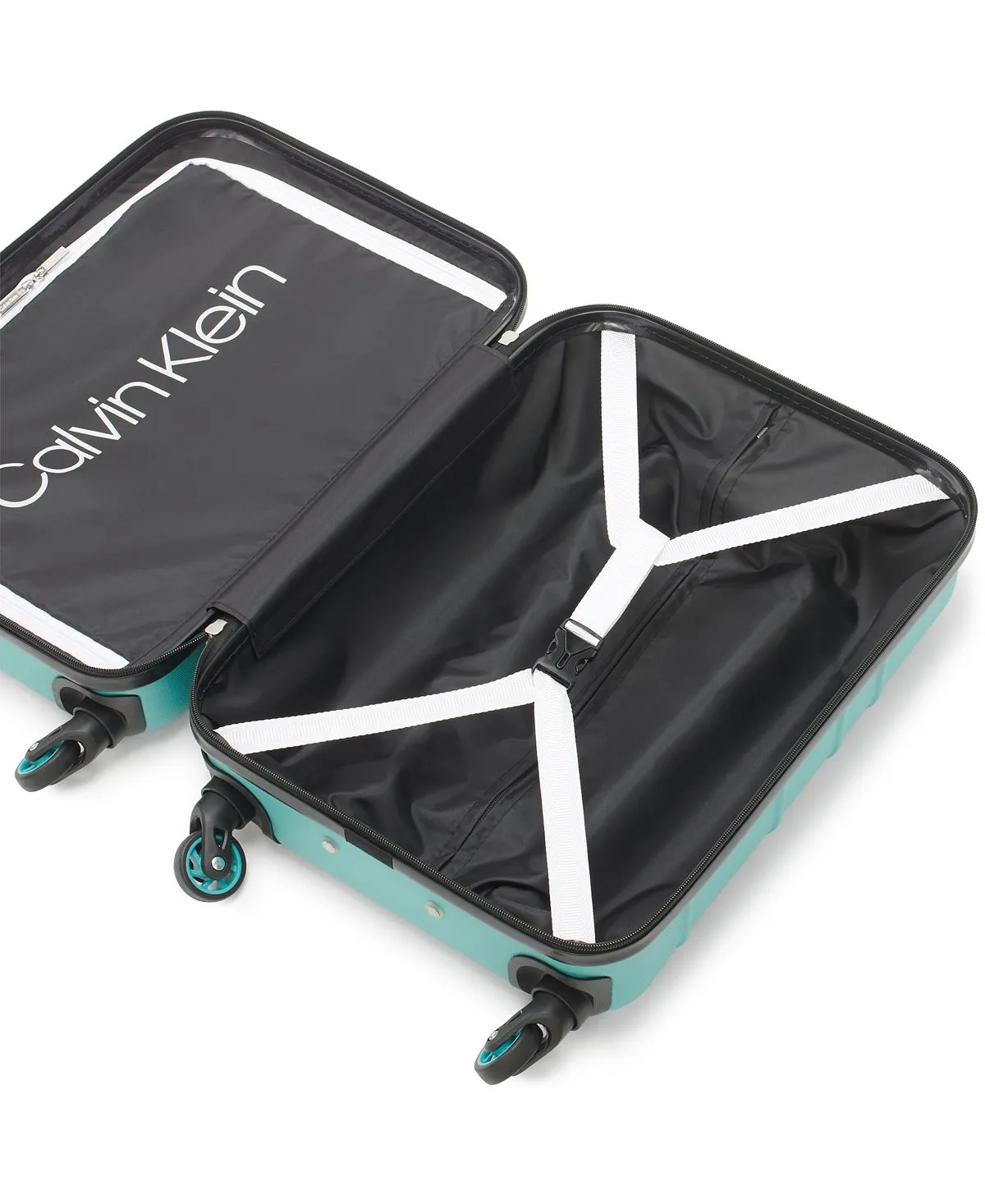 fillmore 3 piece Calvin Klein hard side suitcase set, turquoise