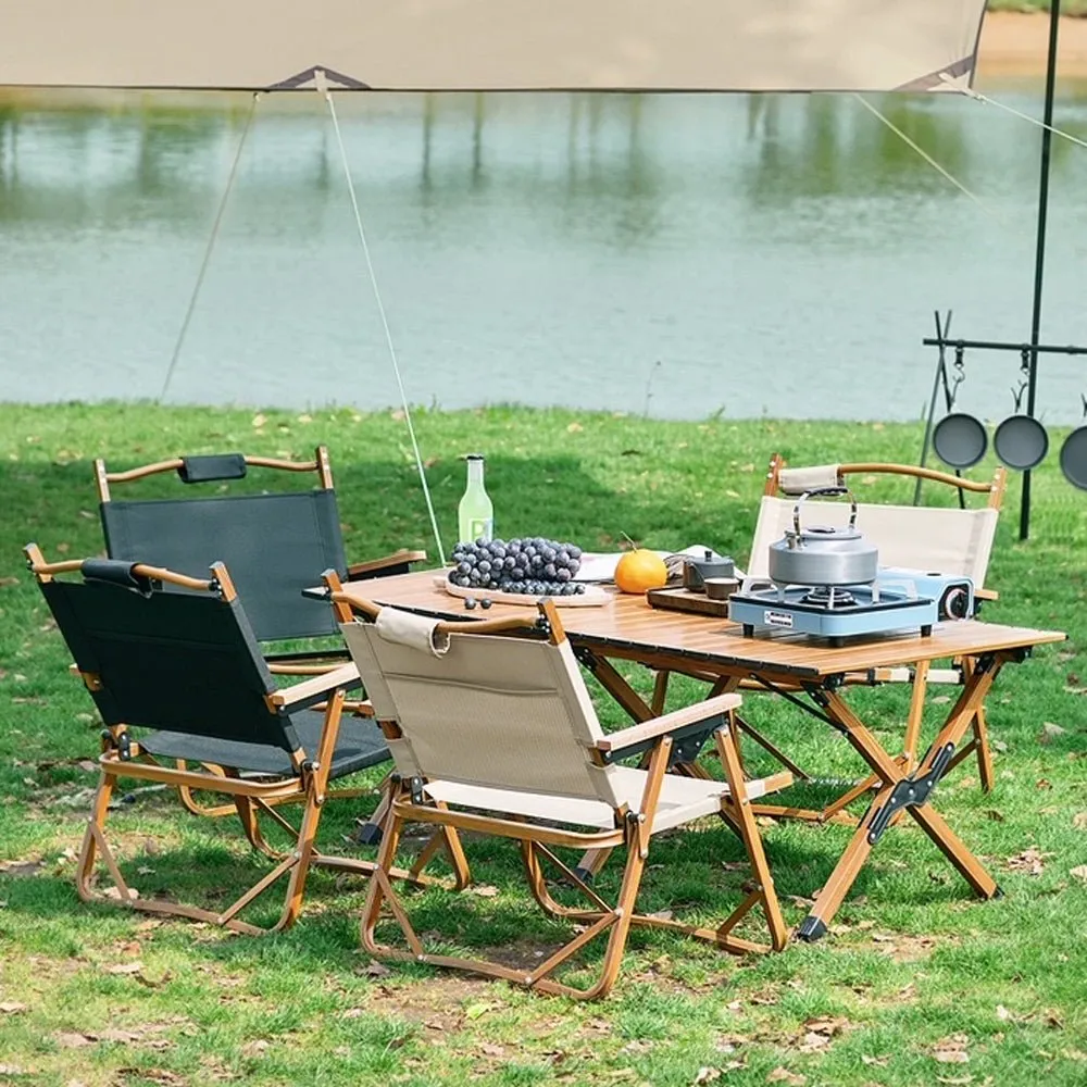 Garden Outdoor Furniture Camping Table and Chair Egg Roll Picnic Desk Folding Beach Set