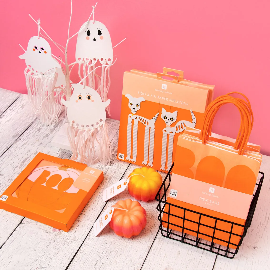 Halloween Pink & Orange Treat Bags - 8 Pack