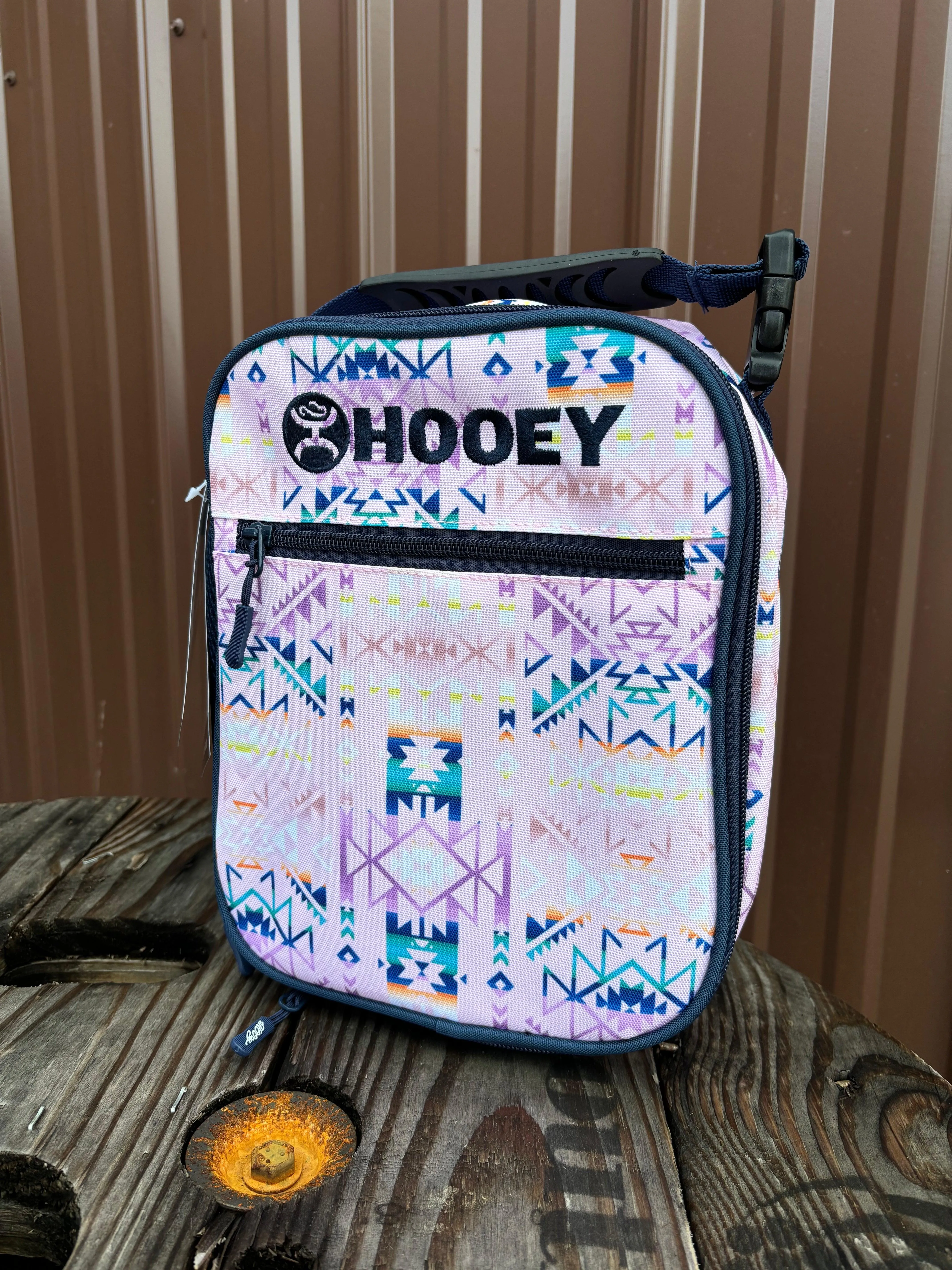 Hooey Pink & Navy Southwestern Aztec Print Lunch Box HLB005-PKNY