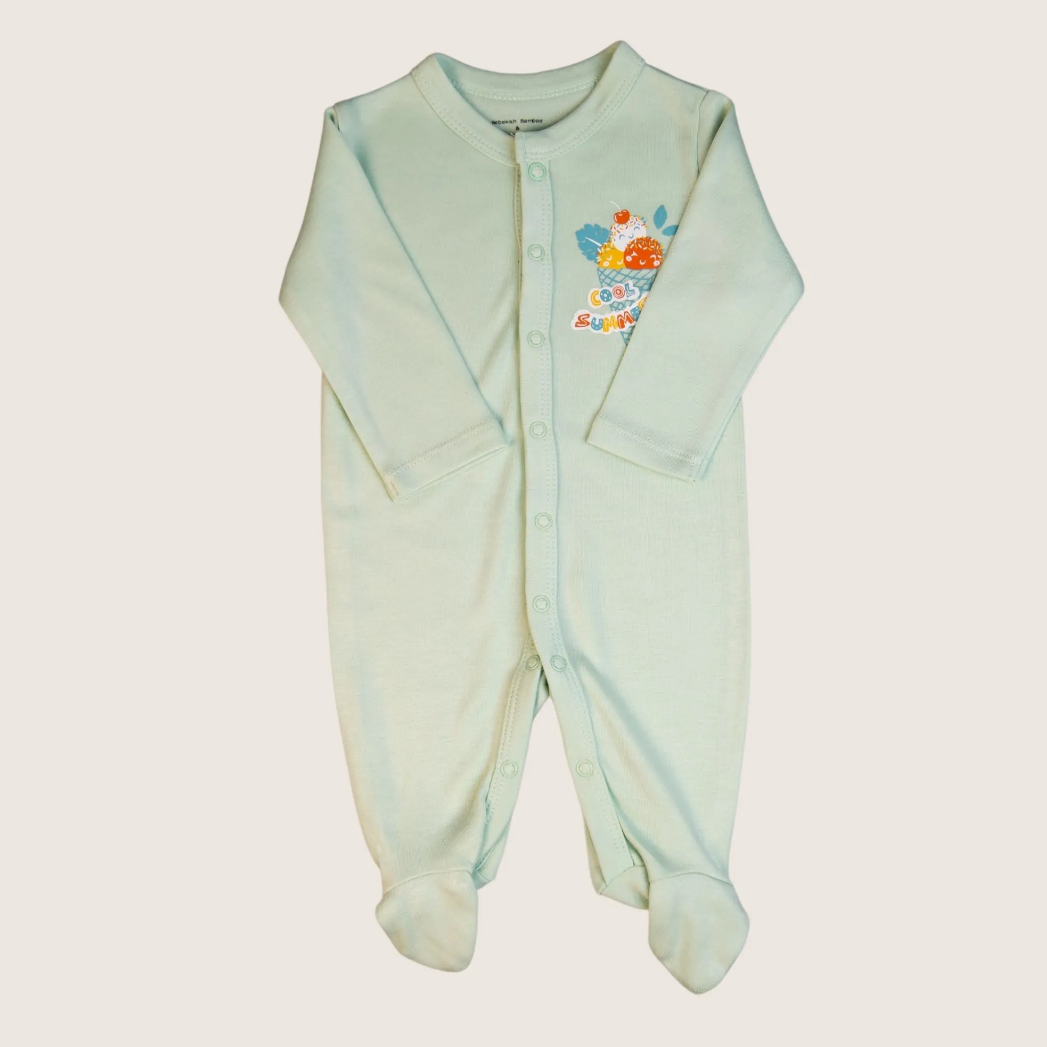 Ice cream Organic Baby Sleepsuit with Close Toe