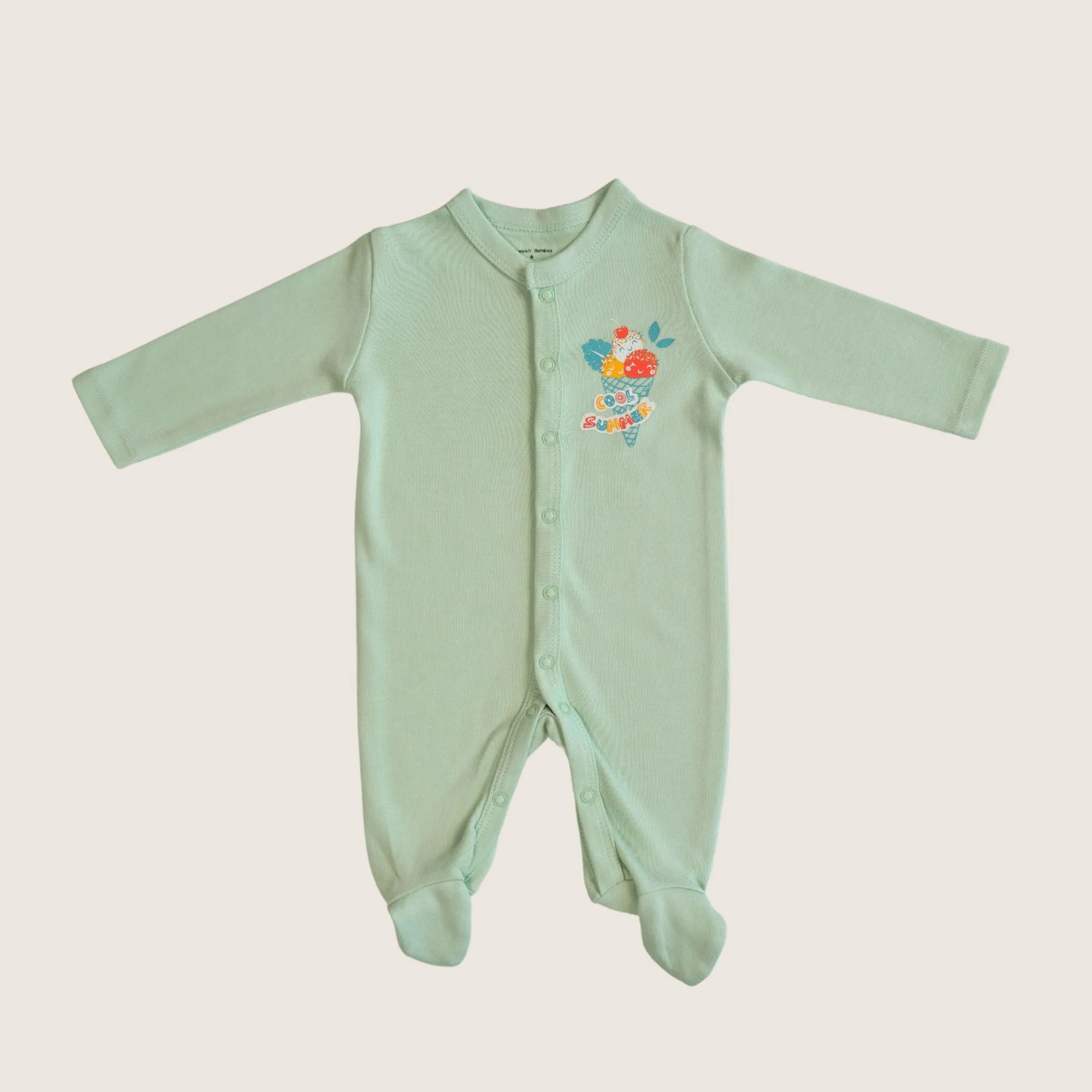 Ice cream Organic Baby Sleepsuit with Close Toe