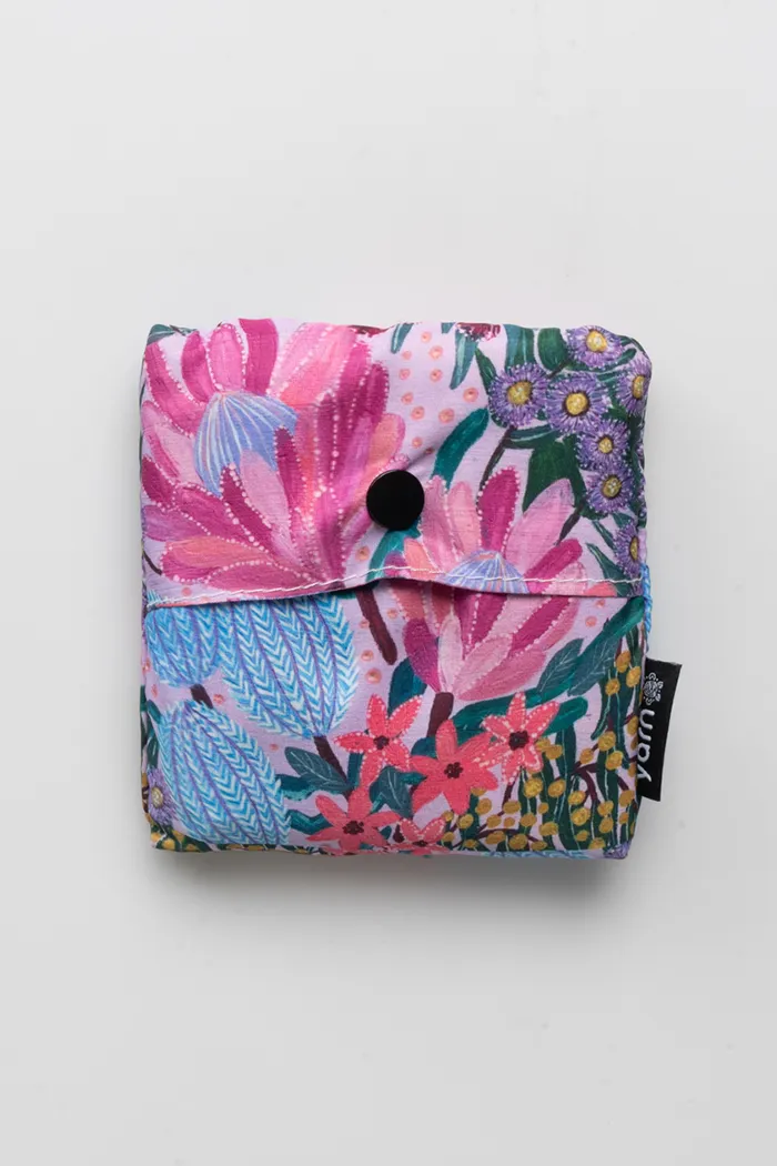 Jessica Begg 'Native Flowers' rPET Reusable Fold-Up Shopping Bag (3 Pack) with Drawstring Bag