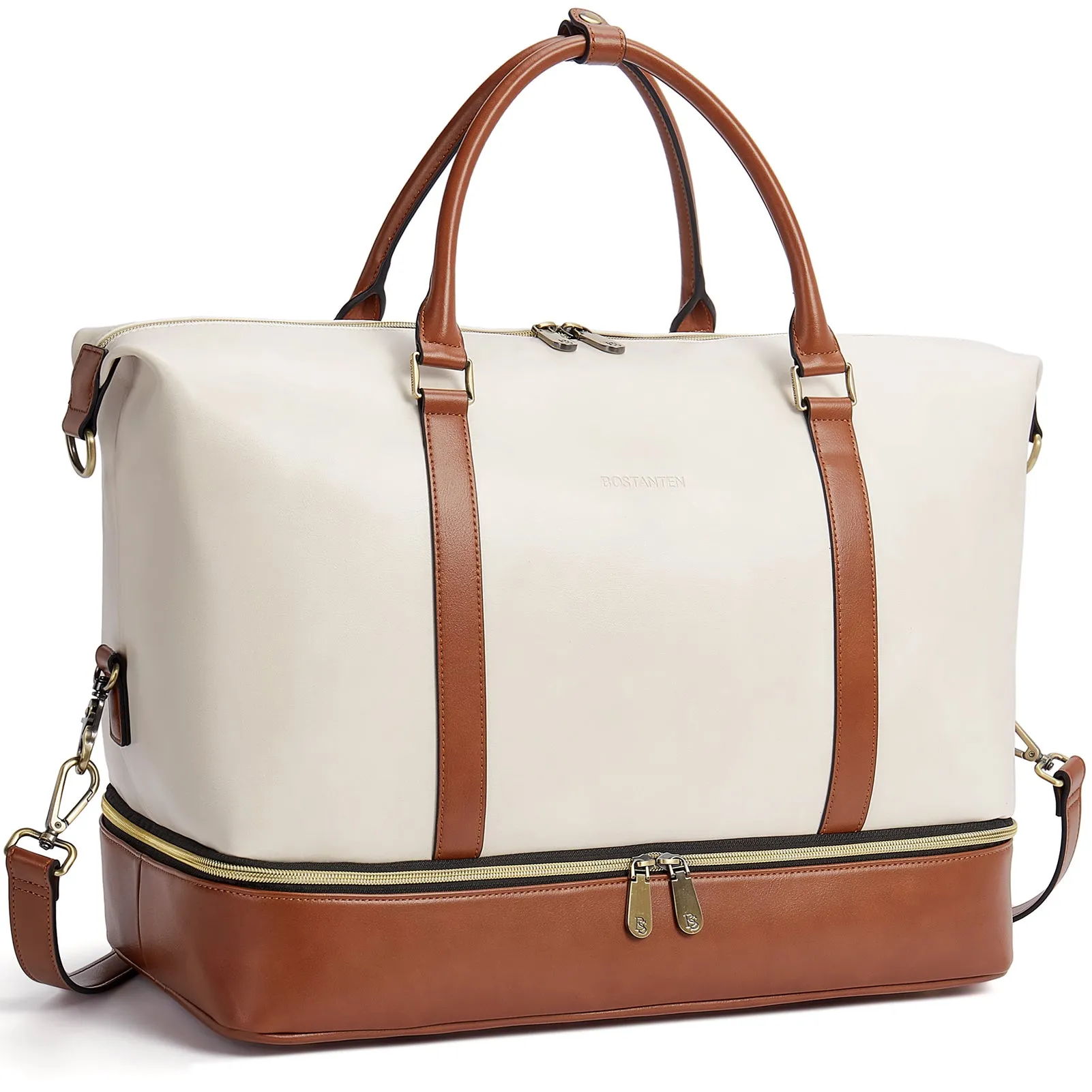 Judea Leather Travel Duffle Bag with Multiple Compartments