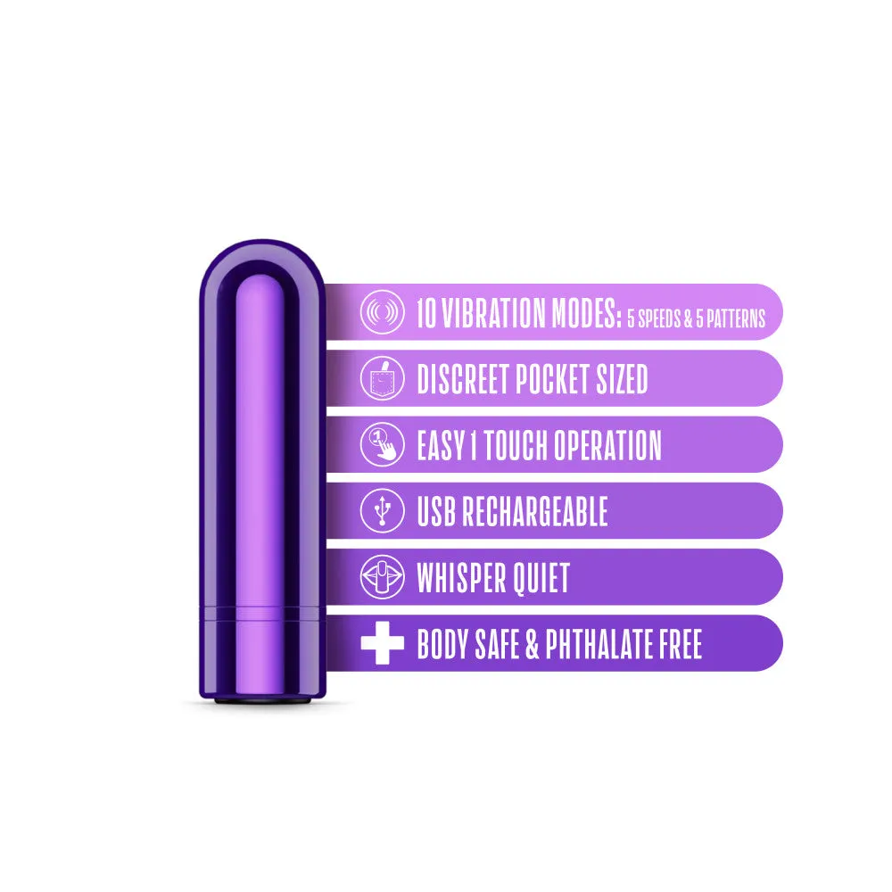 Kool Vibes By Blush® | Discreet & Travel-Friendly Mini Bullet Vibrator - 10 Vibration Modes Clitoral Stimulator - Grape