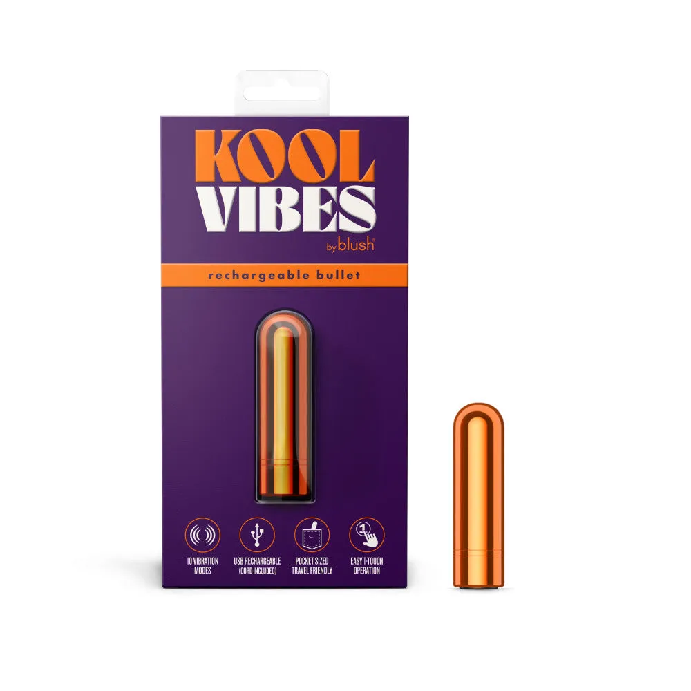 Kool Vibes By Blush® | Discreet & Travel-Friendly Mini Bullet Vibrator - 10 Vibration Modes Clitoral Stimulator - Tangerine