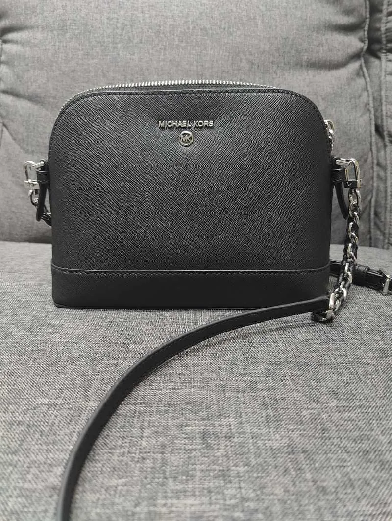 Large Saffiano Leather Dome Crossbody Bag