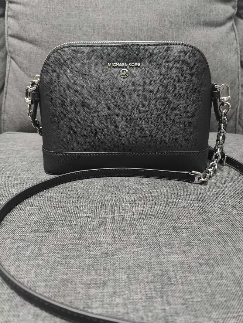 Large Saffiano Leather Dome Crossbody Bag