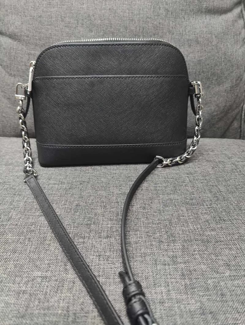 Large Saffiano Leather Dome Crossbody Bag