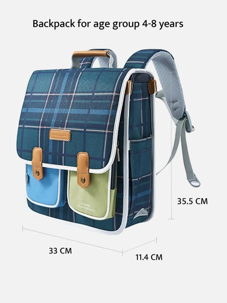 Little Surprise Box Blue Scottish Plaid Checks Rectangle style Backpack for Kids, M