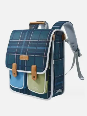 Little Surprise Box Blue Scottish Plaid Checks Rectangle style Backpack for Kids, M