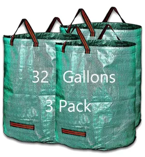 Maktliea Heavy Duty Waterproof Collapsible GardenBag 3 Pack 32 Gallon