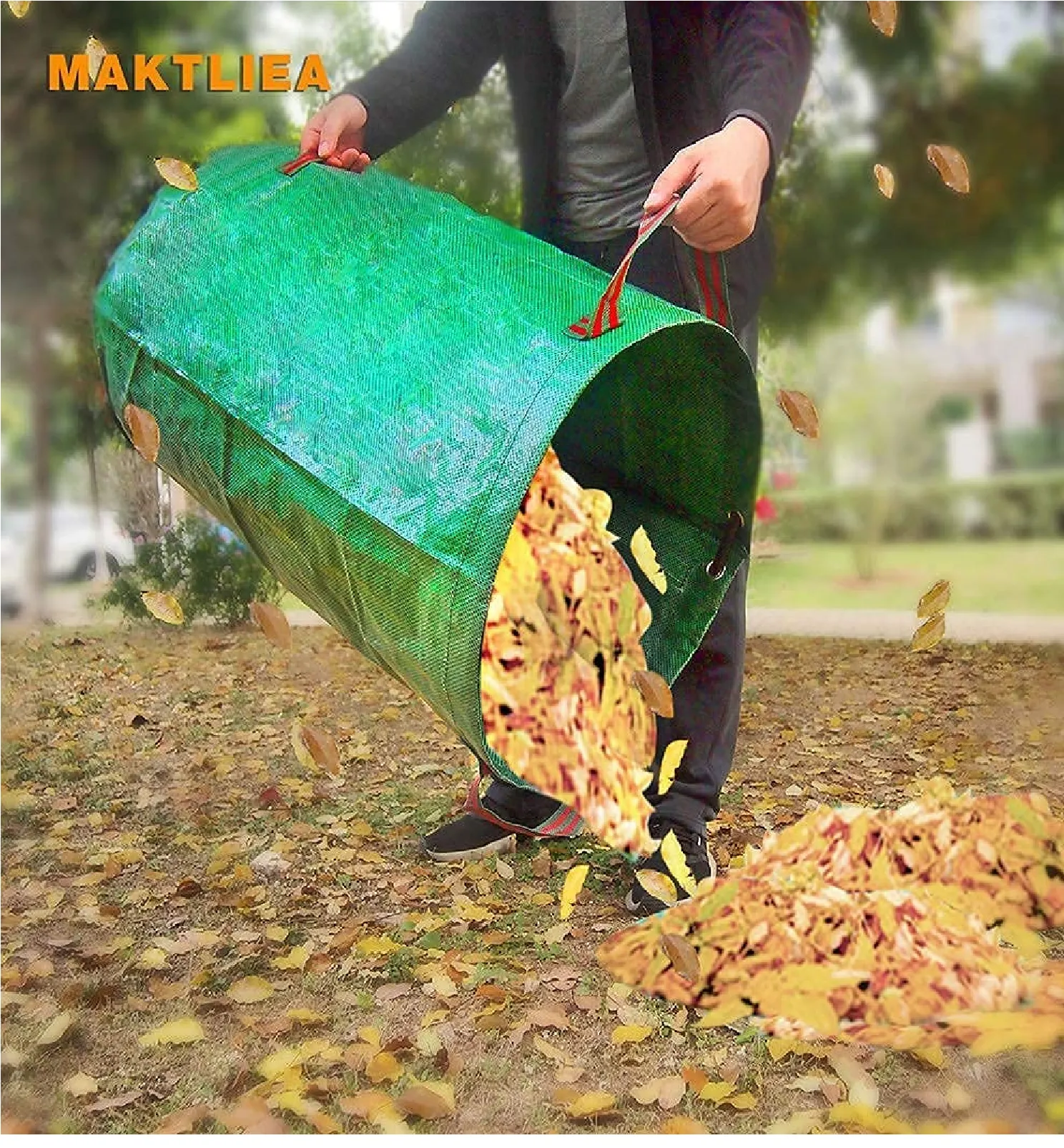 Maktliea Heavy Duty Waterproof Collapsible GardenBag 3 Pack 32 Gallon