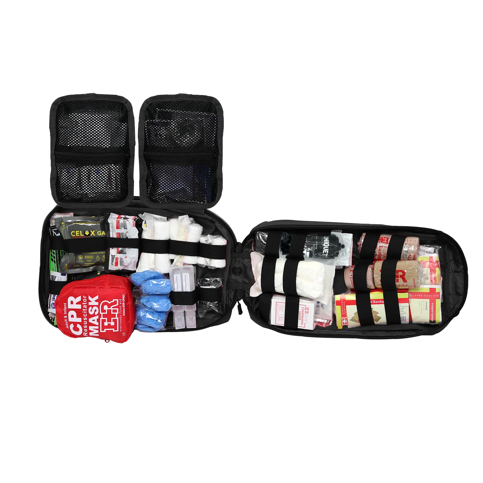 MediTac Rip-Away Hawk Type Full Tactical Trauma Kit Feat. Chest Seals, CAT Tourniquet, Bleeding Control Items, Titanium EMT Shears, Bandages