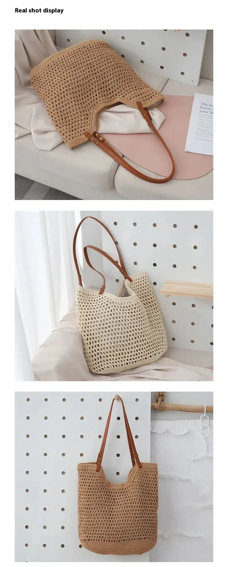 Mesh Woven Lightweight Straw Handbag