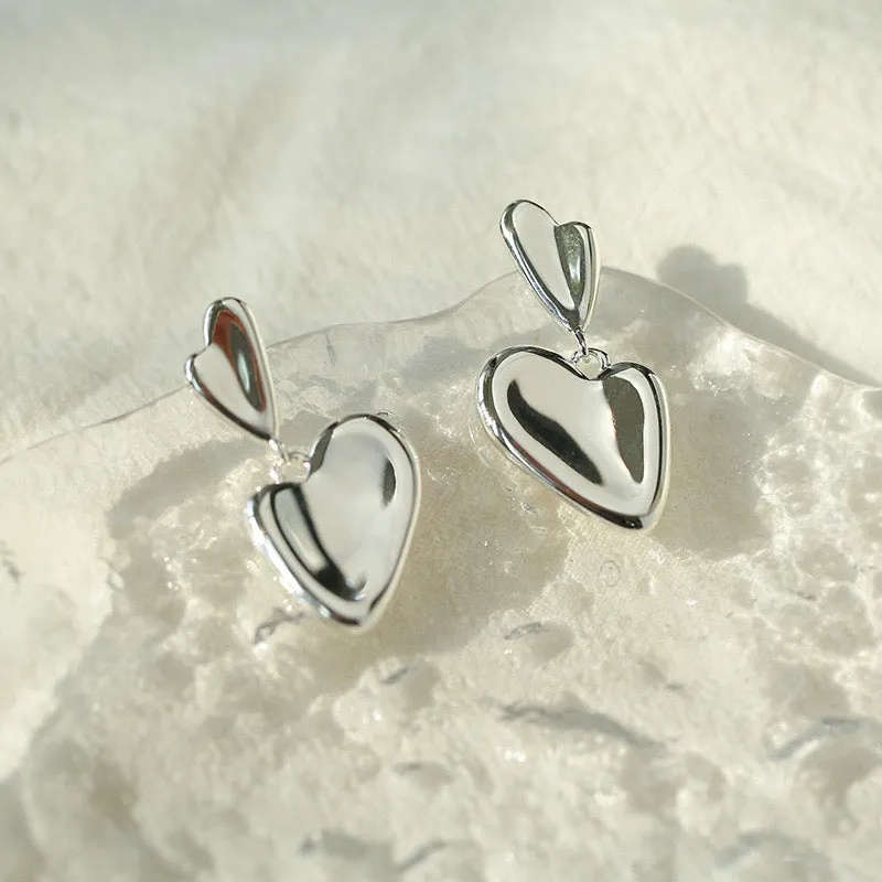 Minimalist Double Heart Earrings