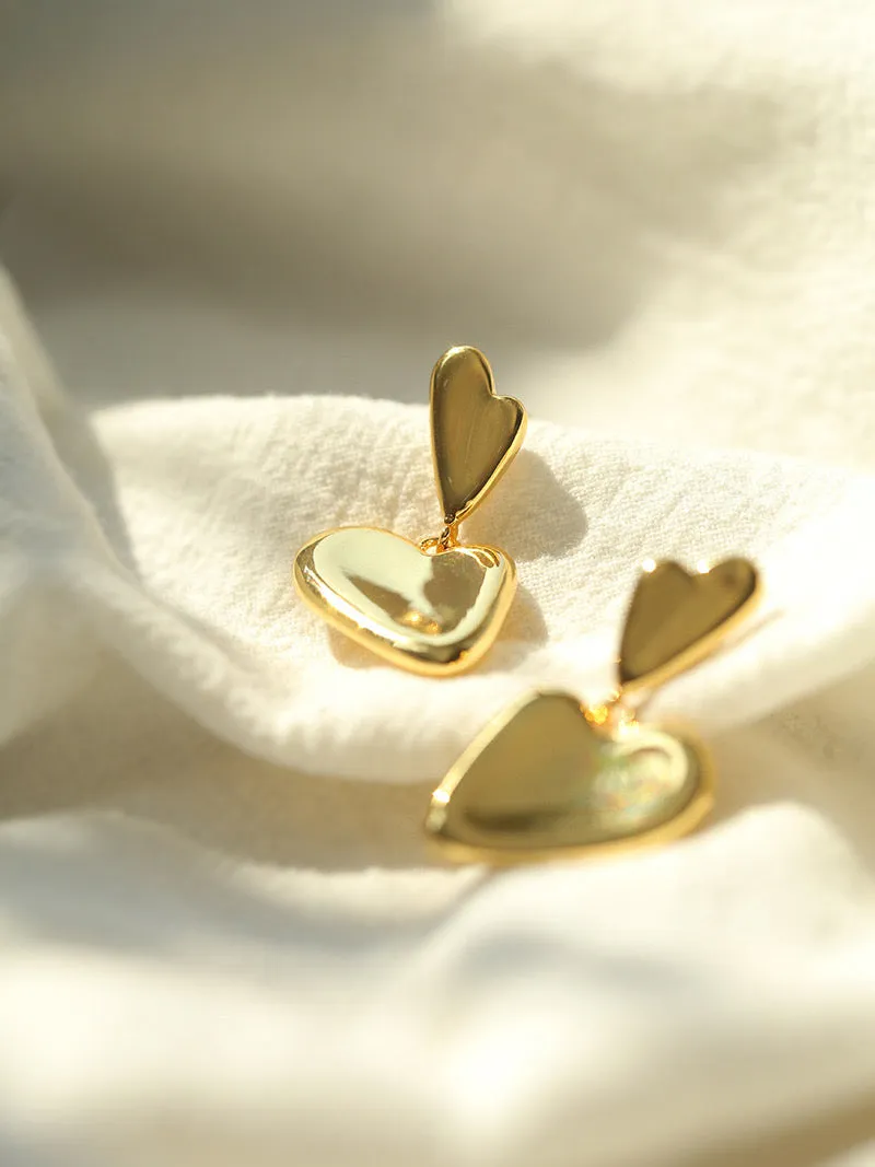 Minimalist Double Heart Earrings