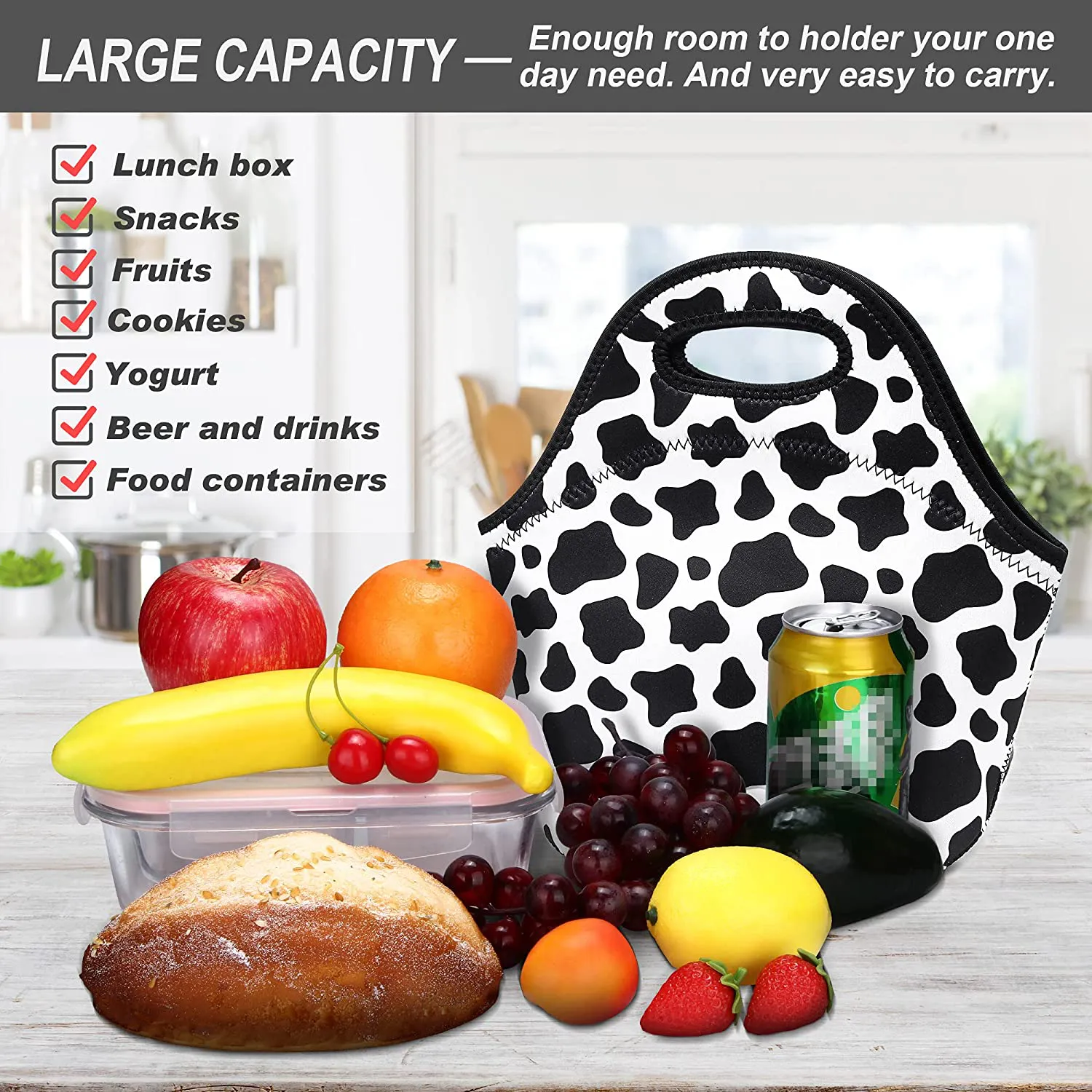 Neoprene Lunch Bags Insulated Lunch Tote Bags for Women Washable lunch container box for work picnic Lightweight Meal Prep Bags for Men Women (Sunflowers, Neoprene)