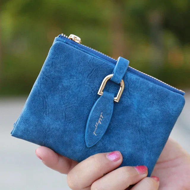 Prettyzys Lady Snap Fastener Short Clutch Wallet Vintage Matte Women Wallet Fashion Small Female Purse short Coin Card Holder