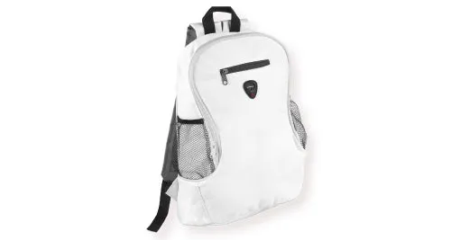 Promotional Solid Color Backpack with white trim and three pockets