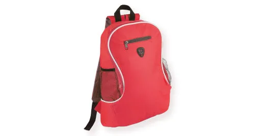 Promotional Solid Color Backpack with white trim and three pockets