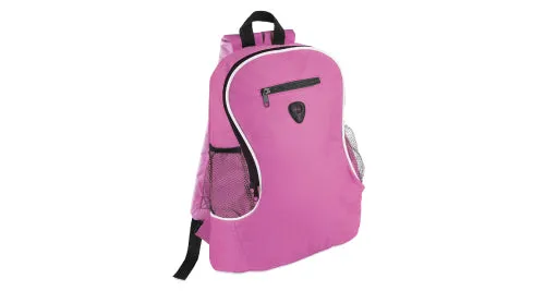 Promotional Solid Color Backpack with white trim and three pockets