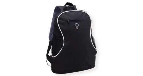 Promotional Solid Color Backpack with white trim and three pockets