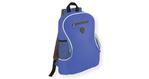 Promotional Solid Color Backpack with white trim and three pockets