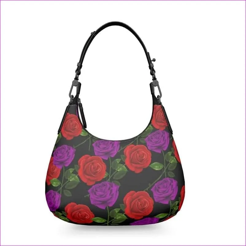 Red Rose Purp Authentic Leather Designer Mini Curve Bag