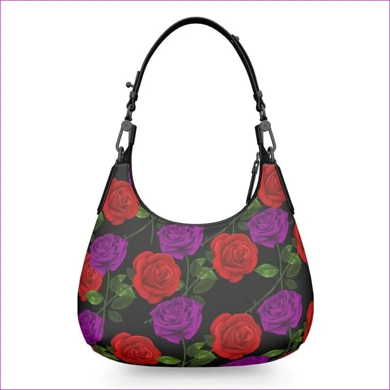 Red Rose Purp Authentic Leather Designer Mini Curve Bag