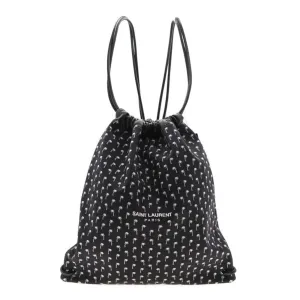 Saint Laurent Teddy Black Canvas Palm Drawstring Backpack