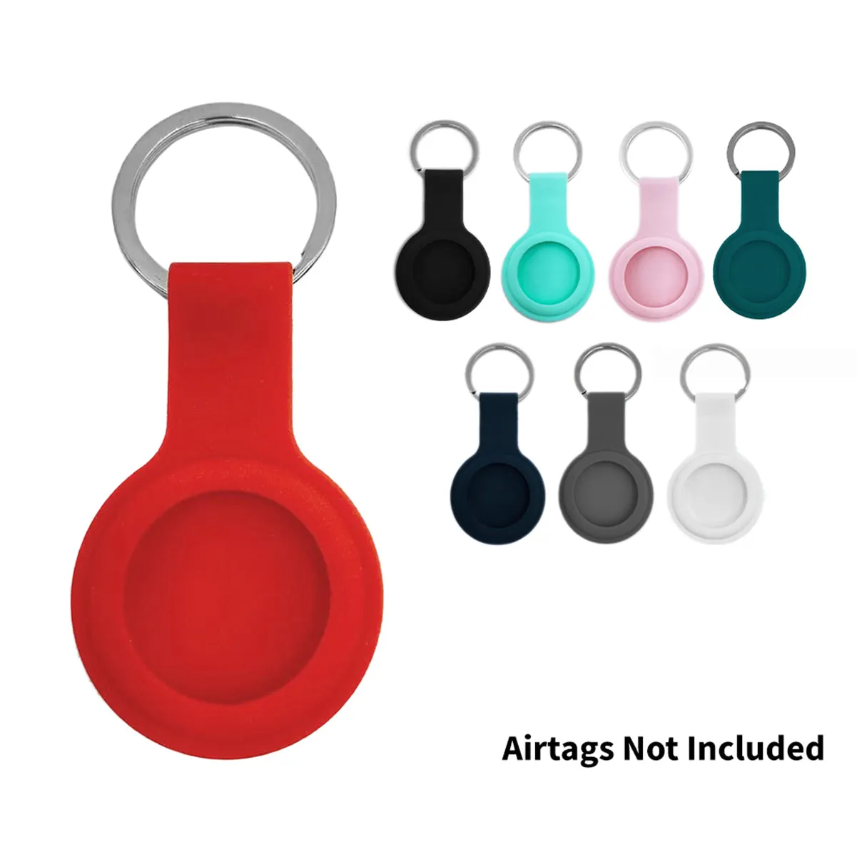 Silicone Key Ring Holder Case Cover Compatible with Apple Airtag-Red