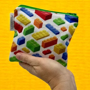 Toddler Sized Reusable Zippered Bag Building Bricks on White