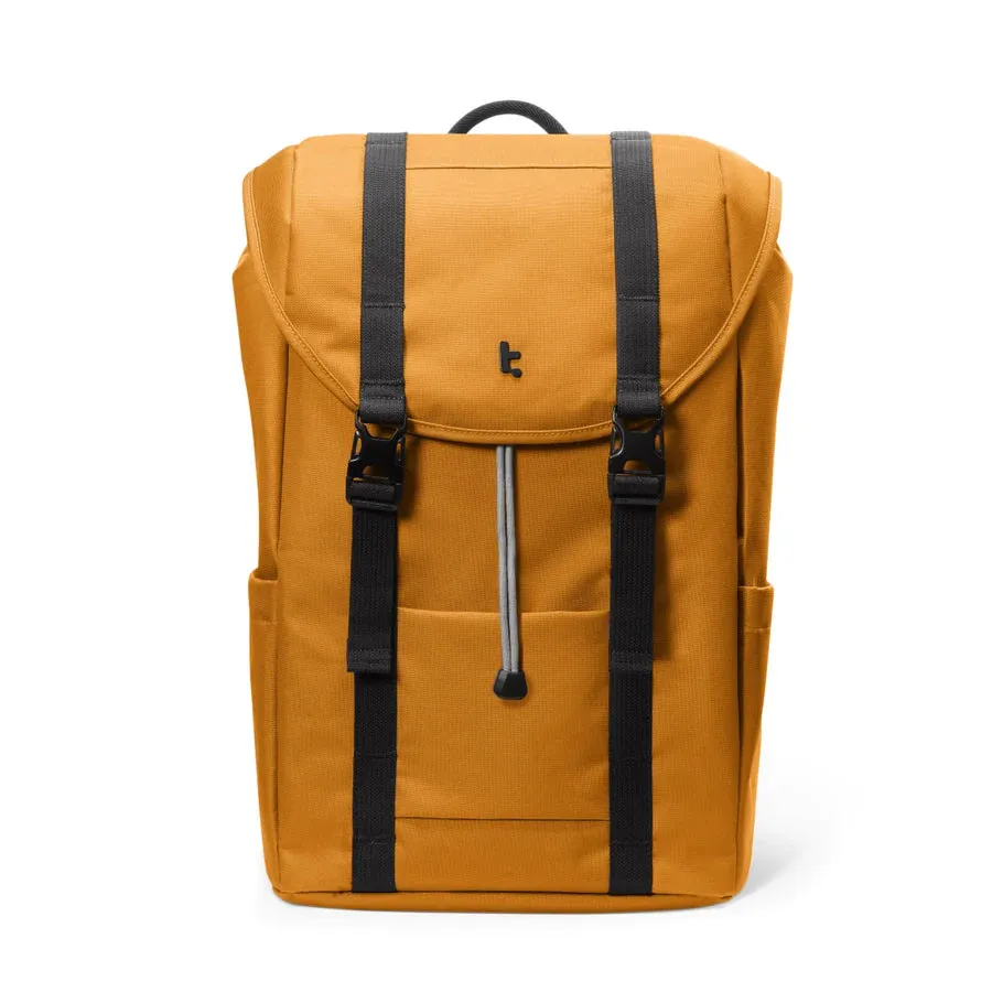 Tomtoc Flap Backpack | 22L Lightweight, Water-Resistant | Fits 13-15.6" Laptops | Light Gray & Yellow