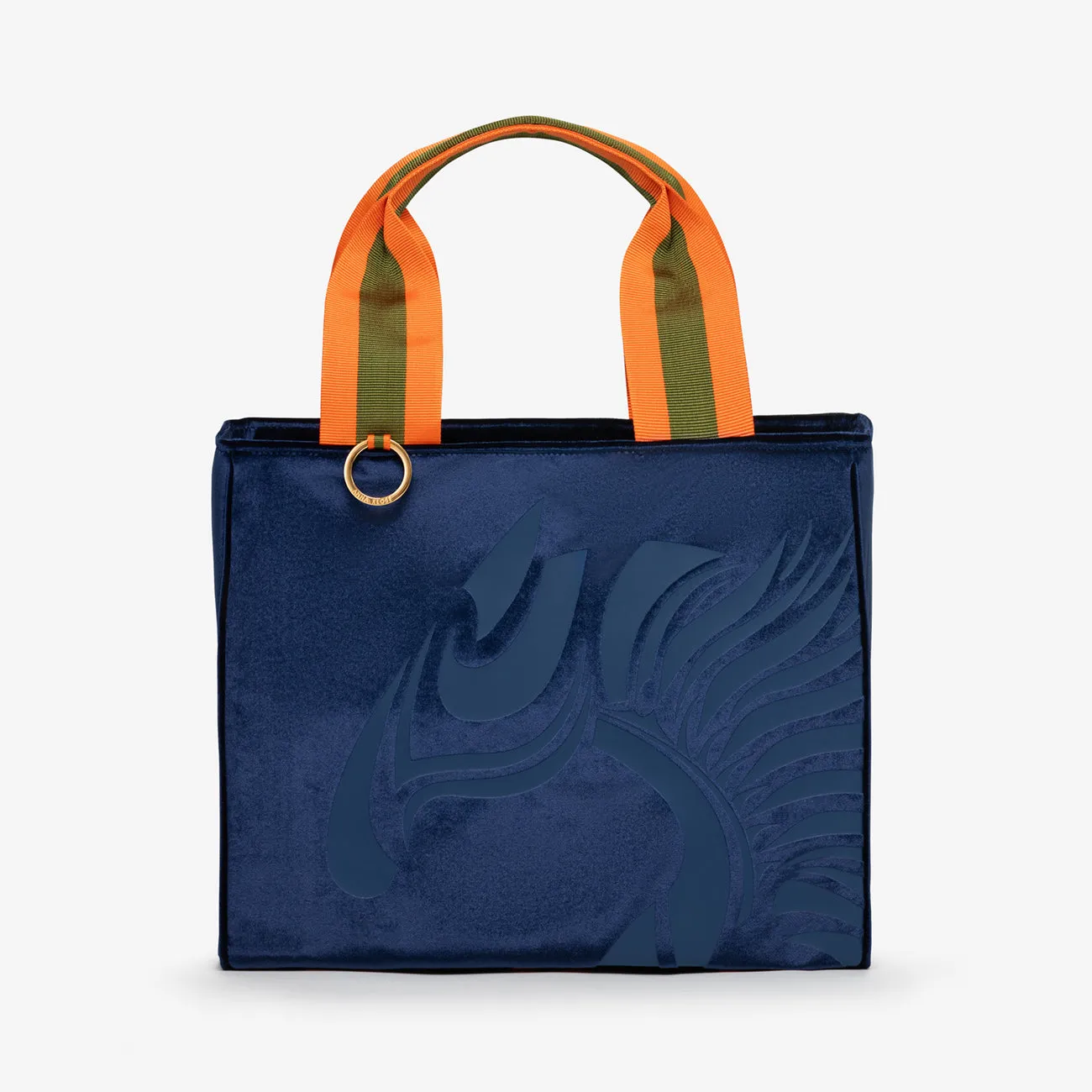 Velvet Equestrian Tote "Sapphire Blue"with blue print